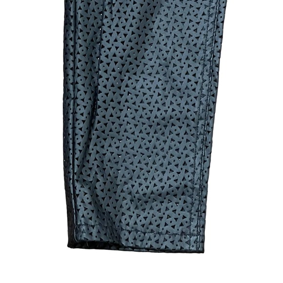 H&M Polyurethane Coat Pants Size 8 Black Triangle‎ Openings Pleather 31X29 - Picture 3 of 6